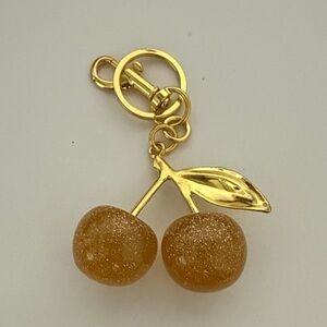 Gold Glitter Cherry Pendant Keychain